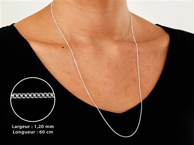 Cadena De Malla Gourmette Diamantada De 1,2 Mm, 60 Cm, Plata 925 - Imagen Estandar - 3