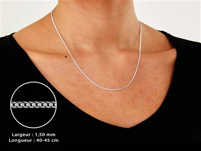 Cadena De Eslabón Gourmette Diamantado 1,5 mm, 40-45 cm, Plata 925 - Imagen Estandar - 3