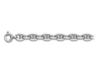 Pulsera De Eslabones Marinos 15mm,22cm, Plata 925 Rh