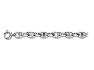 Pulsera Malla Marina 10 Mm, 21 Cm, Plata 925 Rh