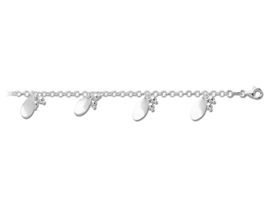 Pulsera Con Dijes De Hojas, 19 cm, Plata 925 - Imagen Estandar - 1