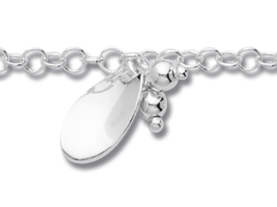 Pulsera Charm Hoja, 19 Cm, Plata 925 - Imagen Estandar - 2