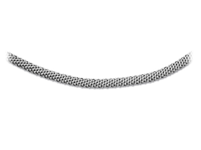 Collar Fishnet 8 Mm, Cierre Con Oxido De Circonio, 42 Cm, Plata 925 Rh