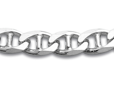 Collar De Hombre, Malla Marina Batida De 6 mm, 55 cm, Plata 925 - Imagen Estandar - 2