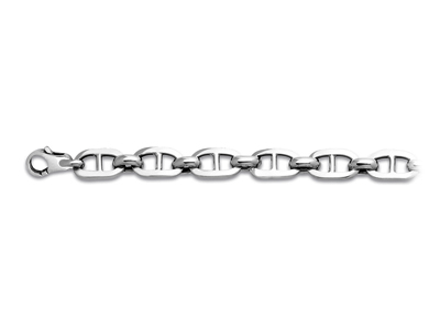 Pulsera De Cadena De Eslabones Mariner Abombada 11mm, 19cm, Plata 925 Rodiada