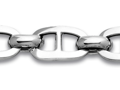 Pulsera De Cadena De Eslabones Mariner Abombada 11 mm, 19 cm, Plata 925 Rodiada - Imagen Estandar - 2