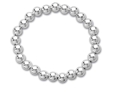 Pulsera Elástica Perlas 8mm Plata 925