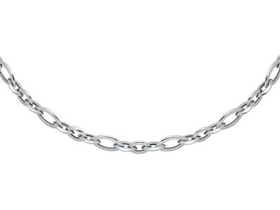 Collar Eslabon Almendra 1214 Mm, 45 Cm, Plata 925 Rodiada