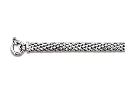 Pulsera De Rejilla 10 Mm, 19 Cm, Plata 925 Rh