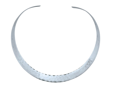 Collar Rgido Abierto Abombado 12 Mm, 40 Cm, Plata 925 Rodiada