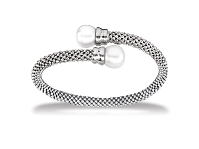 Pulsera De Cadena Popcorn De 5 MM Con Perlas, 60 X 50 mm, Plata 925 Rodiada - Imagen Estandar - 1