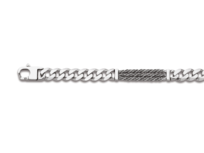 Pulsera De Hombre Solid Curb 11 Mm, 21 Cm, Plata 925 Rodio