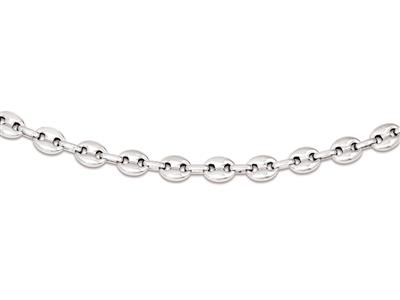 Collar De Cadena Con Eslabones De Caf{ Huecos 7 mm, 55 cm, Plata 925 Rodiada - Imagen Estandar - 1