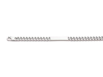 Pulsera De Identificacin Eslabn Cubano Limada 4 Caras 6,75mm, 20cm, Plata 925 Rodiada