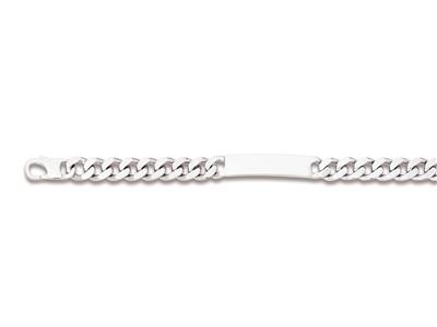 Pulsera Identidad Cadena De Eslabones Pulida 4 Caras 9,8mm, 22cm, Plata 925 Rodiada