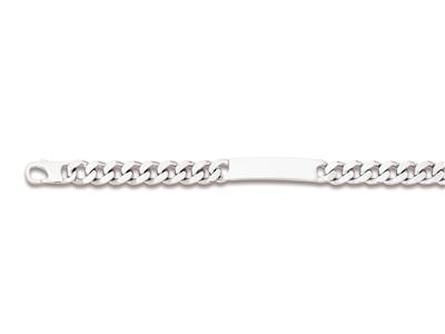 Pulsera Identidad Curbed 9,8 Mm, 22 Cm, Plata 925 Rodiada