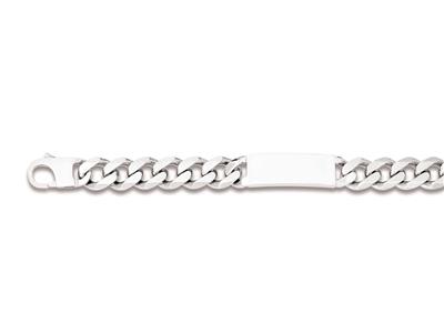 Pulsera Identidad Cadena De Eslabones Pulida 6 Caras 14,8mm, 24cm, Plata 925 Rodiada