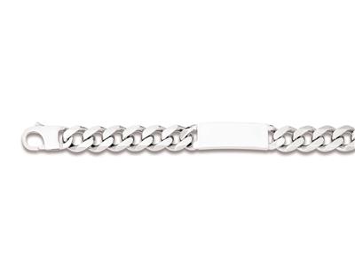 Pulsera Identidad Curbed 6 Caras 14,8 Mm, 24 Cm, Plata 925 Rodiada