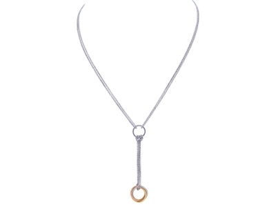 Collar Cadena y Crculo Colgante 15 MM Chapado Rosaamarillo, 42-45 Cm, Plata 925 Rodiada