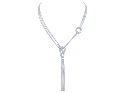 Collar y Multicadenas Con Anillas, 41-44 Cm, Plata 925