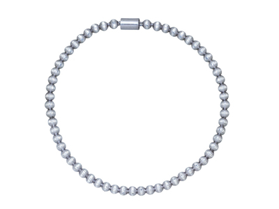 Pulsera De Bolas De 3mm, Elástico De 55mm, Plata 925 Rodiada