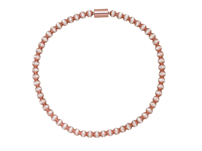 Pulsera De Bolas De 3mm, Elástico De 55mm, Plata 925 Chapada En Rosa