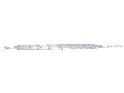 Pulsera De Cadenas Mltiples Con Motivos De Cubos, 18-21cm, Plata 925rh