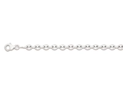 Pulsera De Eslabn Con Granos De Caf Huecos 4mm, 18cm, Plata 925 Rodiada