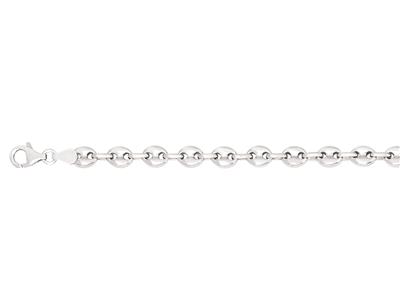 Pulsera De Eslabn Con Granos De Caf Huecos 5mm, 18cm, Plata 925 Rodiada