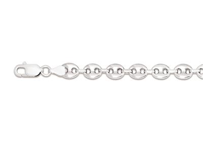 Pulsera De Eslabn Con Granos De Caf Huecos 7,8mm, 21cm, Plata 925 Rodiada