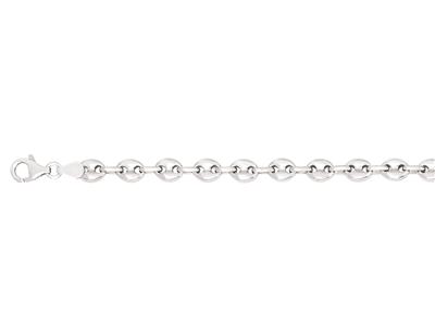 Pulsera Granos De Café Huecos 5 Mm, 21 Cm, Plata 925 Rodiada