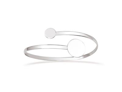 Pulsera Jonc Ouvert Pastilles, Diametro 56 Mm, Plata 925 Rodiada