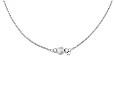 Collar Bola 410 Mm, 63 Cm Ajustable, Plata 925 Rodiada