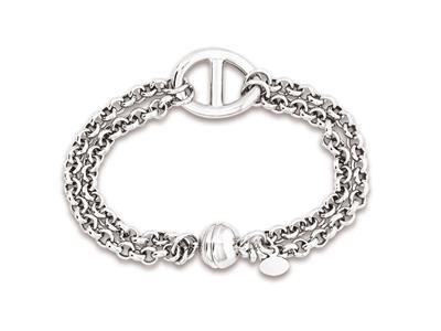 Pulsera De Malla Jaseron Motivo Marino 16 Mm, 19 Cm, Plata 925 Rodiada