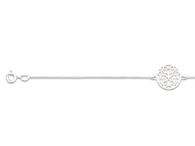 Pulsera Flores Caladas 14mm, 17-19cm, Plata 925 Rodiada