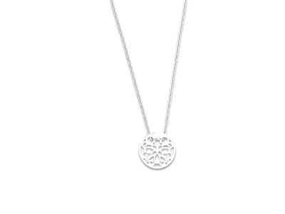 Collar Flores Caladas 14mm, 41-44cm, Plata 925 Rodiada