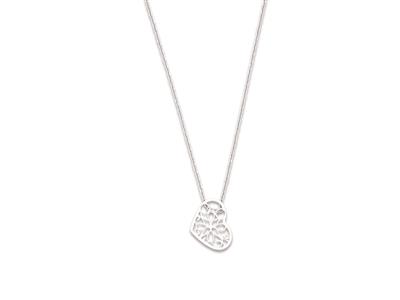 Collar De Corazones Calados 14 X 10mm, 41-44 Cm, Plata 925 Rodiada