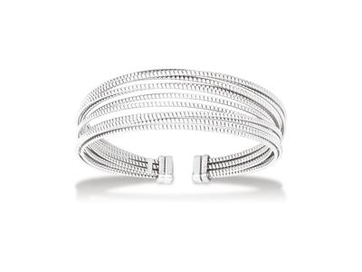Pulsera Abierta Recta De Multifilamento 20mm, 58 X 48mm, Plata 925 Rodiada