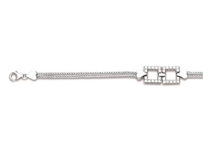 Pulsera Con Motivos Cuadrados Y Circonitas, 172cm, Plata 925 Rodiada