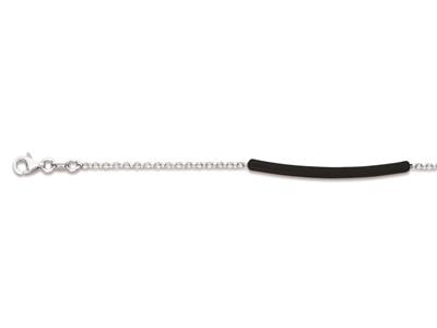 Pulsera De Tubo Lacada En Negro, 17+3 cm, Plata 925 Rodiada - Imagen Estandar - 1