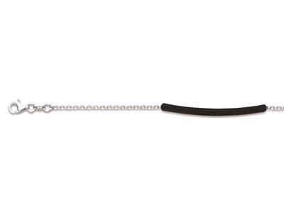 Pulsera Tubo Lacado Negro, 173 Cm, Plata 925 Rodiada