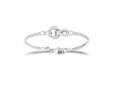 Brazalete De Cadena De Tubo De Gas De 2,9 Mm, Patrn De Lazo Con Circonita, 60 X 50 Mm, Plata 925 Rodiada