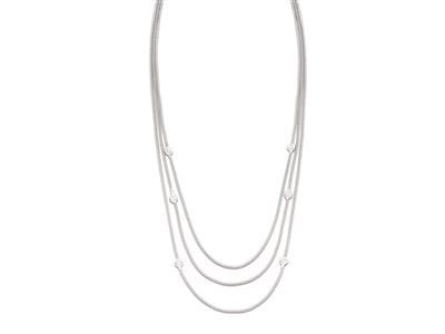 Collar Tennis Cz, 3 Hileras De Cadena Palomitas Con Cada De 1,8mm, 534cm, Plata 925 Rodiada