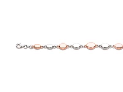 Pulsera De Guijarros, 18-19,5 Cm, Chapado En Rosa Y Plata 925 Rodiada