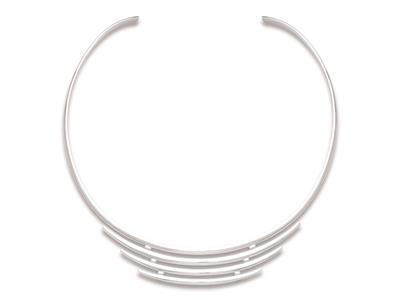 Collar, Macizo 4 Filas 20 MM Abierto, 4 Filas, 40 Cm, Plata 925 Rodiada