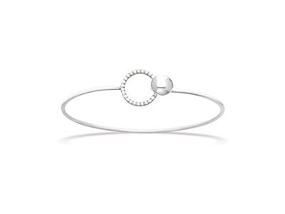 Pulsera Crculo Con Circonita En Bola, 58 X 48 Mm, Plata 925 Rodiada