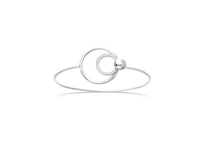 Pulsera Jonc, Diseño Doble Aro, xidos De Circonio, 62 X 52 Mm, Plata 925 Rodiada