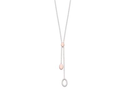 Collar En y, Diseño De Cadena Doble Con Pastillas De Joyera Y valo, 45cm, Plata 925, Rodiado, Chapad