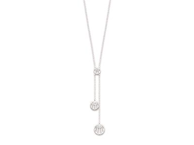 Collar y, Diseño De Doble Cadena Con Motivos De Rayos Y Zircones, 45cm, Plata 925 Rodiada