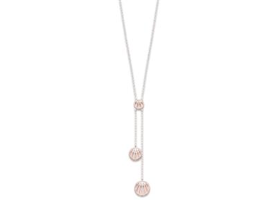 Collar En Forma De y Con Diseño De Doble Cadena, Motivos De Rayos Con Zircones, 45cm, Plata 925, Rodia